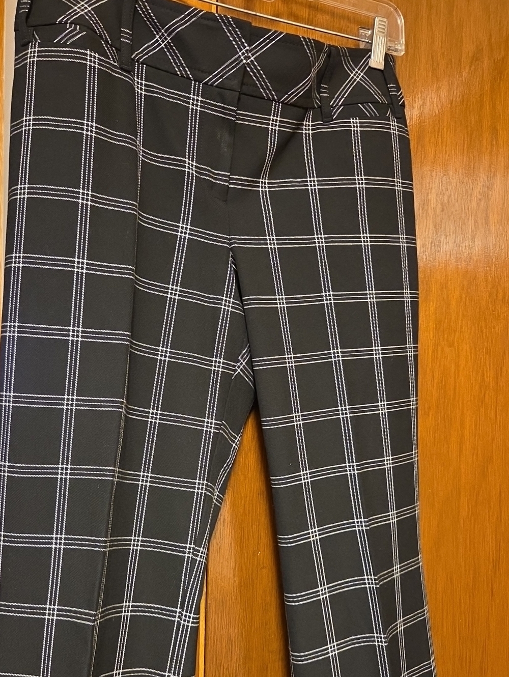 WORN ONCE LOFT Black Pants with White Windowpane Plaid